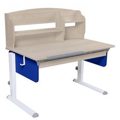 Стол детский для работы стоя Астек-Элара Лидер с ящиком и надстройкой 120x72 см береза/синий/белый