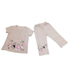 Пижама для девочек (4/5 - 110/116) серый, зайки Donella