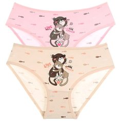Трусы для девочек (2/3 - 98/104, 10 шт.), кошечки в обнимку Donella