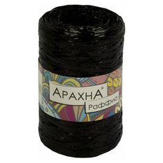 Пряжа Raffia (5 мотков)., 50 гр., 200м., ARACHNA, №02 черный