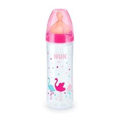 Бутылочка NUK New Classic пластик 250 мл, соска латекс М 6+, разноцветный