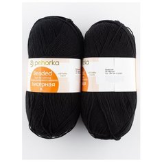 Пряжа "Бисерная" 100г., 450м (2 мотка)., ПЕХОРКА, 02-Черный