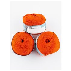 Пряжа "Ажурная" 50г., 280м (3 мотка)., Пехорский текстиль, 189-Яркооранжевый Пехорка