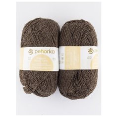 Пряжа "Овечья шерсть" 100г, 200м (2 мотка)., Пехорка, 251-Коричневый