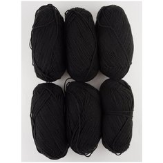 Пряжа "Детская новинка" 50г., 200м., (6 шт)., Пехорский текстиль, 02-Черный Пехорка