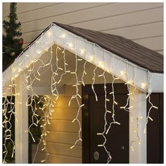 Гирлянда уличная Luazon Lighting "Бахрома" УМС, 3*0,9 м, 2W Каучук LED(IP65)-232-220V, нить белая, свечение теплое белое (2361674)