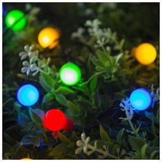 Гирлянда уличная Luazon Lighting Нить, на солнечной батарее с насадками "Шарик", 4, 5 м, Н, Т, LED-30, 2 режима, нить темная, свечение мульти (4137043)