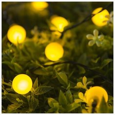 Гирлянда уличная Luazon Lighting Нить, на солнечной батарее с насадками "Шарик", 4, 5 м, Н, Т, LED-30, 2 режима, нить темная, свечение желтое (4137041)