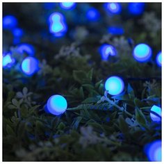 Гирлянда уличная Luazon Lighting Нить, на солнечной батарее с насадками "Шарик", 4, 5 м, Н, Т, LED-30, 2 режима, нить темная, свечение синее (4137040)