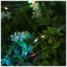 Гирлянда уличная Luazon Lighting Нить, на солнечной батарее "Роса" 12 м, LED-100, 2 режима, нить прозрачная, свечение мульти (4137017)