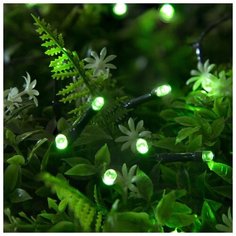Гирлянда уличная Luazon Lighting Нить, на солнечной батарее 22 м, Н, Т, LED-200, 2 режима, нить темная, свечение зеленое (4137014)