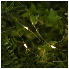 Гирлянда уличная Luazon Lighting Нить, на солнечной батарее "Роса" 12 м, LED-100, 2 режима, нить прозрачная, свечение теплое белое (4137019)