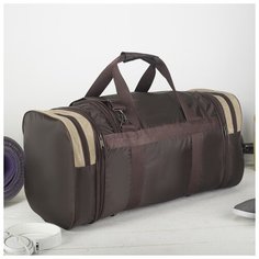 Сумка спортивная AMeN отдел на молнии, с увеличением, 5 наружных карманов, длинный ремень, коричневый/бежевый Amen.