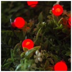 Гирлянда уличная Luazon Lighting Нить, на солнечной батарее с насадками "Шарик", 4, 5 м, Н, Т, LED-30, 2 режима, нить темная, свечение красное (4137039)