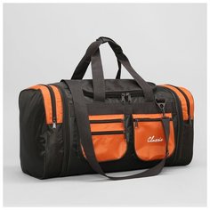 Сумка спортивная AMeN отдел на молнии, с увеличением, 5 наружных карманов, длинный ремень, хаки/оранжевый Amen.