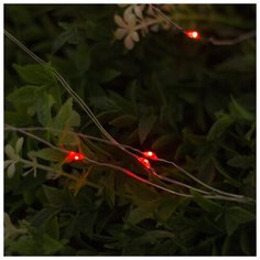 Гирлянда уличная Luazon Lighting Нить, на солнечной батарее "Роса" 12 м, LED-100, 2 режима, нить прозрачная, свечение красное (4137022)