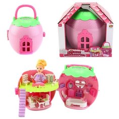 Домик для куклы ABtoys В гостях у куклы, "Земляничка", с куколкой и аксессуарами (PT-01402)