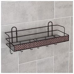 Полка бытовая Доляна с крючками, "Антрэ", 42*15*19 см, коричневая (1257226)