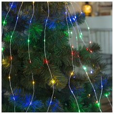 Гирлянда Luazon Lighting "Конский хвост (капля росы)", 15 серебристых нитей по 2 м, LED-300-6V-220V, нить прозрачная, свечение мульти (3659176)