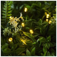 Гирлянда уличная Luazon Lighting Нить, на солнечной батарее 12 м, Н, Т, LED-100, 2 режима, нить темная, свечение желтое (4137009)