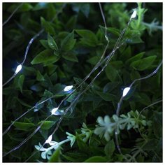 Гирлянда уличная Luazon Lighting Нить, на солнечной батарее "Роса" 12 м, LED-100, 2 режима, нить прозрачная, свечение белое (4137018)