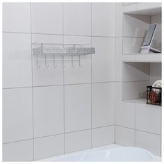 Полка бытовая Доляна 6 крючков, 42*15*17 см, хром (2813416)