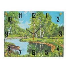 Часы настенные 21 век серия: Природа, "Лодка на реке", 35*45 см
