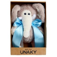 Мягкая игрушка Unaky Soft Toy "Слоник Мо с голубым бантом", 24 см