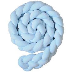 Бортик для детской кровати "Коса", Childrens-Textiles, хлопковый велюр, 2.3 м, цвет - светло-голубой