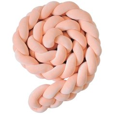 Бортик для детской кровати "Коса", Childrens-Textiles, хлопковый велюр, 2.3 м, цвет - корал