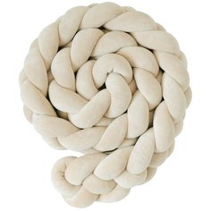 Бортик для детской кровати "Коса", Childrens-Textiles, хлопковый велюр, 2.3 м, цвет - бежево-песочный