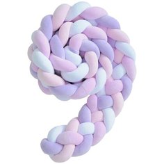 Бортик для детской кровати "Коса", Childrens-Textiles, хлопковый велюр, 2.3 м, цвет - сиреневый, персиковый, розовый, белый