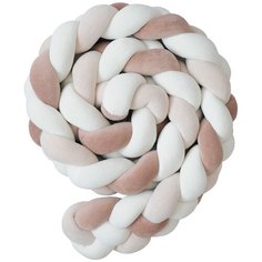 Бортик для детской кровати "Коса", Childrens-Textiles, хлопковый велюр, 2.3 м, цвет - темно-бежевый, крем, молочный