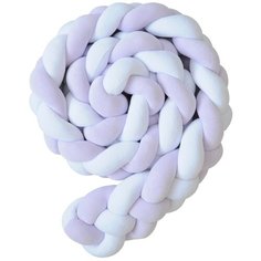 Бортик для детской кровати "Коса", Childrens-Textiles, хлопковый велюр, 2.3 м, цвет - сиреневый, белый