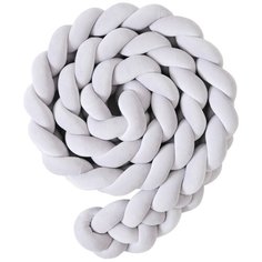 Бортик для детской кровати "Коса", Childrens-Textiles, хлопковый велюр, 2.3 м, цвет - серый