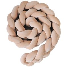 Бортик для детской кровати "Коса", Childrens-Textiles, хлопковый велюр, 2.3 м, цвет - ириска