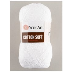 Пряжа "Cotton Soft" 100г, 600м (1 моток), YarnArt, 62 белый