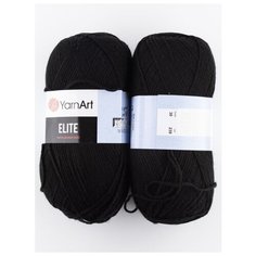 Пряжа "ELITE" 100г, 300м (2 мотка), YarnArt, 30 черный