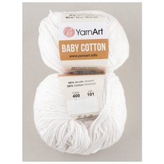 Пряжа "Baby Cotton" 50г, 165м (2 мотка), YarnArt, 400 белый