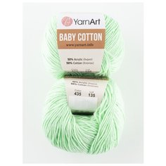 Пряжа "Baby Cotton" 50г, 165м (2 мотка), YarnArt, 435 светло-салатовый