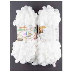 Пряжа для вязания "Puffy" 100 г, 9.5 м(2 мотка), ALIZE, 055 светло-молочный