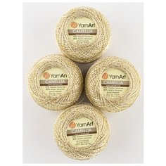 Пряжа "Camellia" 20г, 190м (4 мотка), YarnArt, 430 белый, золото