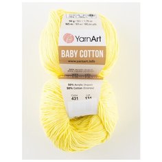 Пряжа "Baby Cotton" 50г, 165м (2 мотка), YarnArt, 431 светло-желтый