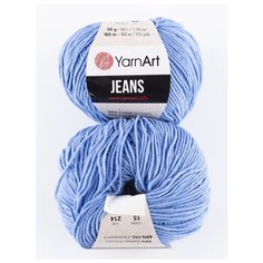 Пряжа "Jeans" 50г, 160м (2 мотка), YarnArt, 15 темно-голубой