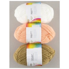 Пряжа "Детская новинка" 50г, 200м (3 мотка), ПЕХОРКА, 18 персик, 165 темно-бежевый, 01 белый
