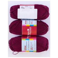 Пряжа "Алина" 50г, 220 м (3 мотка)., ПРЯЖА ИЗ ТРОИЦКА, 0023, вишня Троицкая камвольная фабрика