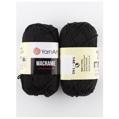 Пряжа "Macrame" 90гр, 130м (2 мотка), YarnArt, 148 черный