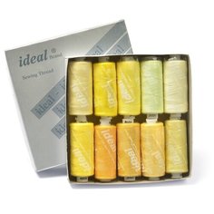 Набор бытовых ниток IDEAL 40/2, 366 м, 100% полиэстер, Mix Y, желтые оттенки, 10 шт (40/2.IDEAL.АСС.ЖЕЛ)