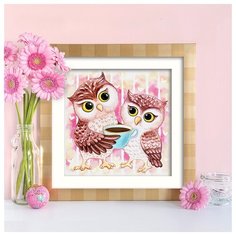 Мозаика Алмазная живопись "Совята и какао", 25*25 см (АЖ-1796)