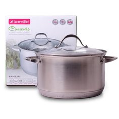 Кастрюля 6,5л из нержавеющей стали с крышкой и 7-слойным дном (Ø24*14.5см) (арт. 4724S) Kamille